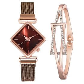 Women Square Watch Luxury Ladies Quartz Magnet Buckle Gradient Color Watches Relogio Feminino For Gift Clock (Color: XR4396-CO-RG, size: 1)
