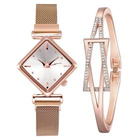 Women Square Watch Luxury Ladies Quartz Magnet Buckle Gradient Color Watches Relogio Feminino For Gift Clock (Color: XR4396-RGWH-RG, size: 1)