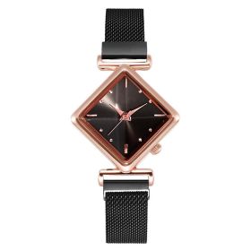 Women Square Watch Luxury Ladies Quartz Magnet Buckle Gradient Color Watches Relogio Feminino For Gift Clock (Color: XR4396-BK, size: 1)