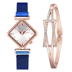 Women Square Watch Luxury Ladies Quartz Magnet Buckle Gradient Color Watches Relogio Feminino For Gift Clock (Color: XR4396-BU-RG, size: 1)