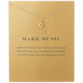 Fashion Jewelry Chain musical note Necklace For Women Style 022 (Color: Gold)