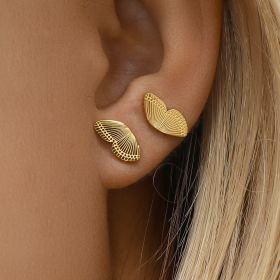 Fashion Ladies Jewelry Gold Silver Plated Earrings Stainless Steel Golden Butterfly Wings Stud Earring (Color: E6877_Silver)