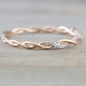 Twisted Diamond Ring Fashion Simple Jewelry (Color: Rose Gold, size: 5)