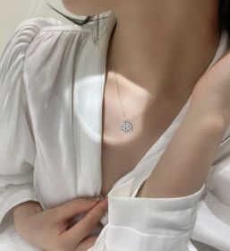 Retro Magnetic Folding Heart Shaped Four Leaf Clover Pendant Necklace Women Love Clavicle Chain Gifts Openable Choker Jewelry (Color: Silver, style: 2pcs)