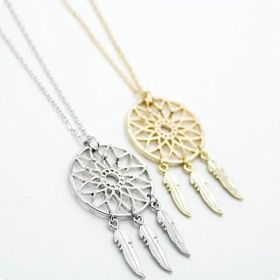 BELIEVE The Dream Catcher Necklaces In Yellow And White Gold Plating (Color: Gold)